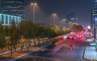 Aerial night timelapse of Riyadh, Saudi Arabia
