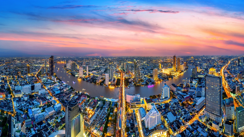 Panorama,Of,Bangkok,City,At,Twilight,,Thailand.