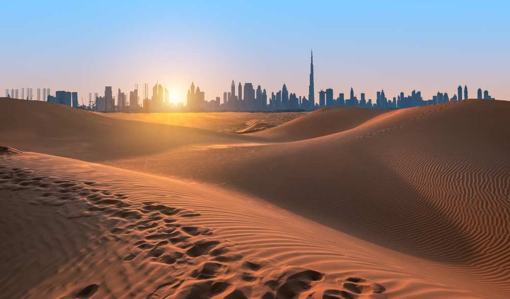 Dubai,Desert,At,Sunset,,United,Arab,Emirates.