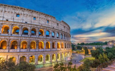 Rome,Italy,,Night,City,Skyline,At,Rome,Colosseum