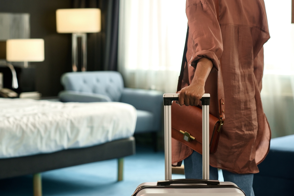 Close,Up,Of,Unrecognizable,Black,Woman,Entering,Hotel,Room,And