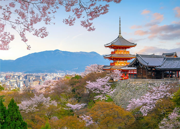 Kiyomizu dera Temple Pagoda in Kyoto, Japan